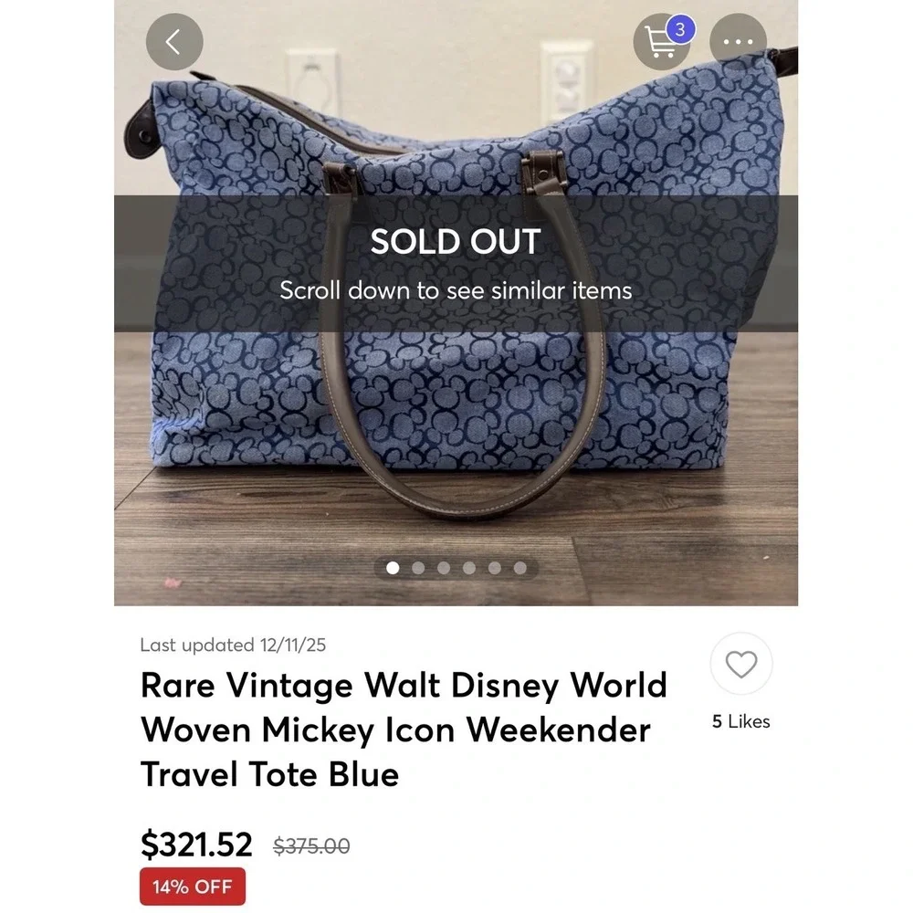 Vintage Disney Parks Mickey Mouse Duffle Bag Luggage Coach Style Monogram Rare